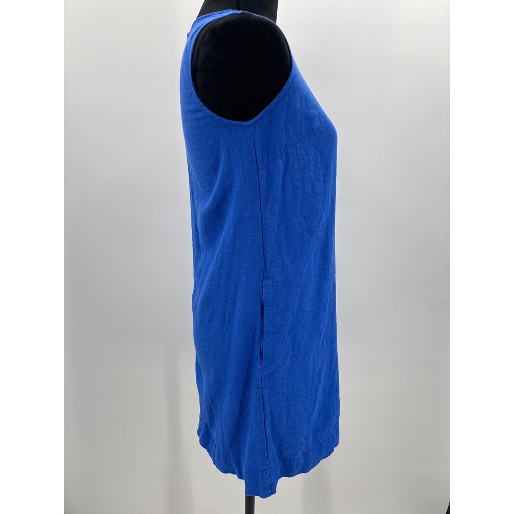 J.Crew Womens Linen Viscose Shift Dress Cobalt Blue Pockets Size P00 NWT CK844 - Picture 4 of 11
